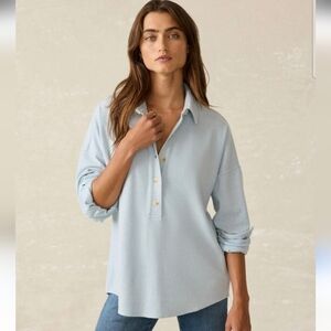 Faherty Legend Montana Pullover Sweater Shirt Large Light Blue